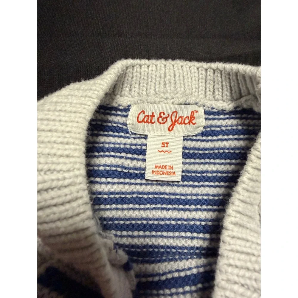 Cat & Jack Kids Blue White Striped Knit 2 Piece Tank Top and‎ Shorts Set 5T EUC